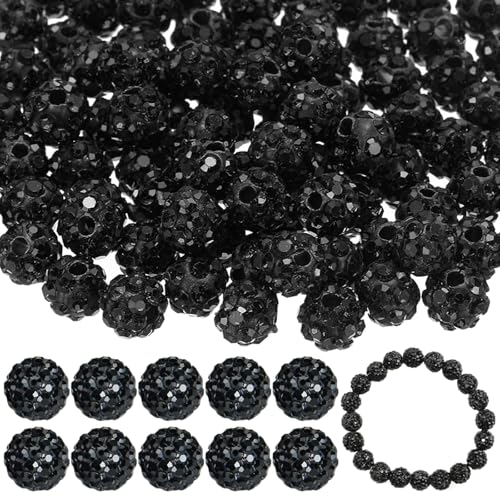 10mm Glitzerperlen zum Auffädeln 100 Disco Ball Perlen zum Auffädeln Geeignet für Armbänder Halsketten Ohrringe Schlüsselanhänger Anstecknadeln Haarschmuck und Andere Schmuckherstellung(Schwarz) 10mm Glitzerperlen zum Auffädeln 100 Disco Ball Perlen zum Auffädeln Geeignet für Armbänder Halsketten Ohrringe Schlüsselanhänger Anstecknadeln Haarschmuck und Andere Schmuckherstellung(Schwarz) von YUZHEDM
