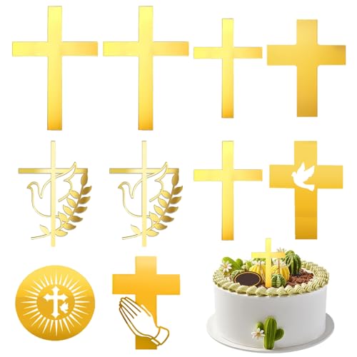 YUZHEDM 10 Stück Tortendeko, Cake Topper, Tortendeko Essbar, Kuchen Deko Geburtstag, Jugendweihe Tortenstecker Kuchendekoration Geschenkidee für Hochzeit Party Babyparty Dekorieren (Gold) von YUZHEDM
