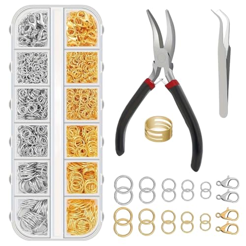 YUZHEDM 1160 Stück Biegeringe, Jump Rings, Schmuckherstellung Zubehör, Metall Offene Ringe, Biegeringzange, 5 Gröben, für Armbänder Halsketten Handwerk Schlüsselanhänger Halskette Ohrringe Reparatur YUZHEDM 1160 Stück Biegeringe, Jump Rings, Schmuckherstellung Zubehör, Metall Offene Ringe, Biegeringzange, 5 Gröben, für Armbänder Halsketten Handwerk Schlüsselanhänger Halskette Ohrringe Reparatur von YUZHEDM
