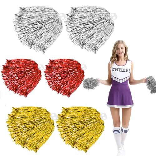 YUZHEDM 6 Stück Cheerleader Pompons, Enthält Gold, Silber und Rot, Pompoms Cheerleading, Pom Poms Cheerleading, Geeignet für Wettbewerbe, Theateraufführungen, Geburtstagsfeiern, Festivals YUZHEDM 6 Stück Cheerleader Pompons, Enthält Gold, Silber und Rot, Pompoms Cheerleading, Pom Poms Cheerleading, Geeignet für Wettbewerbe, Theateraufführungen, Geburtstagsfeiern, Festivals von YUZHEDM
