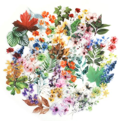 200 transparente Blumenaufkleber, Retro-PET-Pflanzenaufkleber, Blumen- und Grasaufkleber geeignet für Albumaufkleber, DIY-Tagebuchaufkleber, scrapbooking sticker von YVCVQKUC