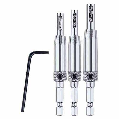 Selbstzentrierendes Bohrer-Set, 5/64 Zoll, 7/64 Zoll, 9/64 Zoll, Scharnierdübelbohrer mit 1/4 Zoll Sechskantschaft, selbstzentrierende Bits für reibungsloses Bohren und Spanentfernung Selbstzentrierendes Bohrer-Set, 5/64 Zoll, 7/64 Zoll, 9/64 Zoll, Scharnierdübelbohrer mit 1/4 Zoll Sechskantschaft, selbstzentrierende Bits für reibungsloses Bohren und Spanentfernung von YVYAVGE