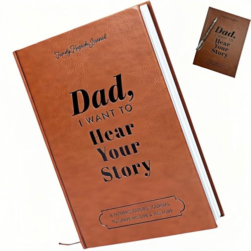 YVYAVGE Leather Bound Dad's Memory Journal - 154 Pages Guided Keepsake Book for Fathers | Birthday & Father's Day Gifts | Dad Story Book to Fill Out (Gifts for Dad, Dad I Want to Hear Your Story) von YVYAVGE