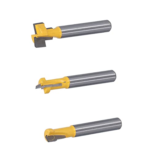 3pcs Schlüsselloch -Router -Bits, Slotting -Frässchneider, 1/4 -Zoll -Kohlenstoffstahl -Schaft -Schlitzrouter, Behandlungsbit und Grooving Router Bits, Leichtmetallklinge für Saubere und Glatte von YWBL-WH
