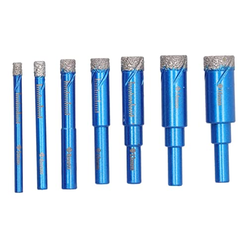 7-teiliges Trockenbohrer-Set mit Wachsversiegelung, Doppelschichtig Vakuumgelötet, Lochsäge mit Rundem Schaft für Keramikfliesen, Holz, Marmor, Granit und Mehr, Ideal für von YWBL-WH