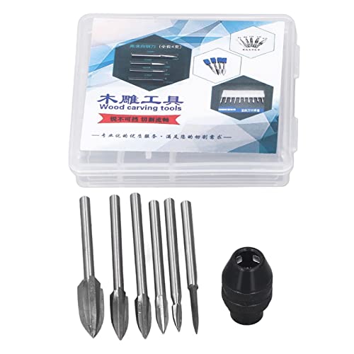 Gravur-Bit-Set, 3,0 Mm, 3 Rillen, Gravur-Bit, Holzschnitzwerkzeuge, Schnellarbeitsstahl, Schnitz-Bit, Holzbearbeitung, Schnitz-Bit, Schnitz-Bit-Kit, (5 Stück 3-Flöten-Bits, von YWBL-WH