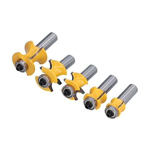 Halbrunder Fräser, 5-teiliges 1/2-Zoll-Schaft-Fräser-Set, Halbrunder Fräser, Bullnose-Fräser für CNC, Tür- und Fensterfräser von YWBL-WH