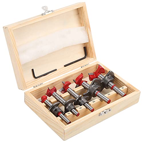 Scharnierlochschneider, Forstnerbohrer-Set, Scharnierlochsägenschneider, 5-teiliger Scharnierlochschneider aus Legiertem Stahl, Holzbearbeitung, Scharnierlochbohren, Bohrbits Scharnierlochschneider, Forstnerbohrer-Set, Scharnierlochsägenschneider, 5-teiliger Scharnierlochschneider aus Legiertem Stahl, Holzbearbeitung, Scharnierlochbohren, Bohrbits von YWBL-WH