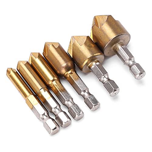 Senkerbohrer, 6-teiliges Senkerbohrer-Set, 90 Grad, 6 Mm, 19 Mm, Fasenwerkzeug-Zubehör für Holz- und Kunststoffbretter, Sechskant, Senker-Bits Senkerbohrer, 6-teiliges Senkerbohrer-Set, 90 Grad, 6 Mm, 19 Mm, Fasenwerkzeug-Zubehör für Holz- und Kunststoffbretter, Sechskant, Senker-Bits von YWBL-WH