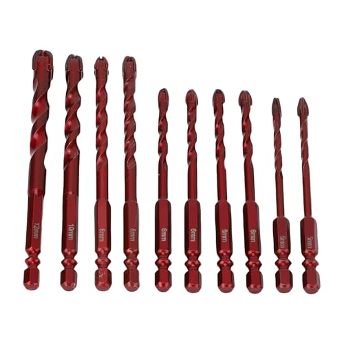 YWBL-WH 10pcs Bohrbit SEX Sechs Schaftmauerwerk Bohrer Bit Hochgeschwindigkeit Stahlstahl für Kunststoff, Holz und Metall von YWBL-WH