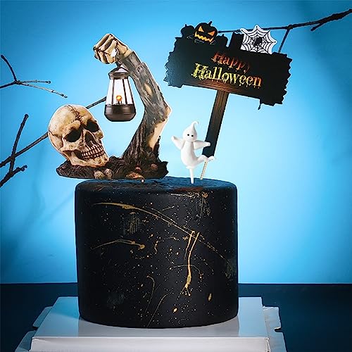 Halloween Deko AußEn Kuchen-Plugin-Ornamente weichem Ton Halloween Party 16 Silber Schwarz (White, One Size) von YWBleked