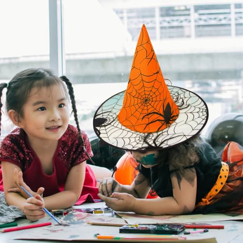 YWBleked Halloween Deko Outdoor Hexenhüte für Frauen, Kinder, Halloween, Kostüme, Zubehör, faltbarer Hexenhut Deko Zimmer Buch Ereignishorizont (Red, One Size) von YWBleked