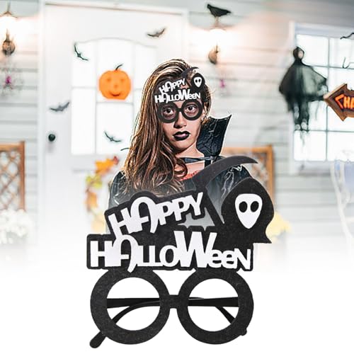 YWBleked Halloween Deko Set Outdoor Halloween Kinderbrille Party Plastik Partybrille Glitzernde Brille Fotos Booth Requisiten Garten Deko Großer Weidenkranz (A, 14x17cm) von YWBleked