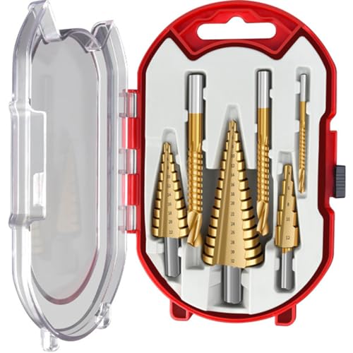 6-teiliges HSS-Titan-beschichtetes Bohrer-Set, inklusive 3 Größen Stufenbohrer und 3 Größen Spiralbohrer für Metallbearbeitung, Holzbearbeitung, Lochbohren, mehrere Löcher für Heimwerker-Liebhaber 6-teiliges HSS-Titan-beschichtetes Bohrer-Set, inklusive 3 Größen Stufenbohrer und 3 Größen Spiralbohrer für Metallbearbeitung, Holzbearbeitung, Lochbohren, mehrere Löcher für Heimwerker-Liebhaber von YWHWLX