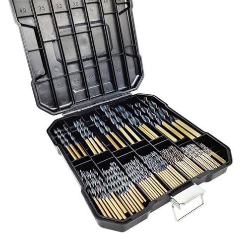 99-teiliges Titanbeschichtetes Spiralbohrer-Set, 135°-Spitze, Hochgeschwindigkeitsstahl-Bohrer-Set mit Aufbewahrungskoffer zum Bohren in Holz/Gusseisen/Aluminiumlegierung/Kunststoff/Fiberglas, Größe von YWHWLX