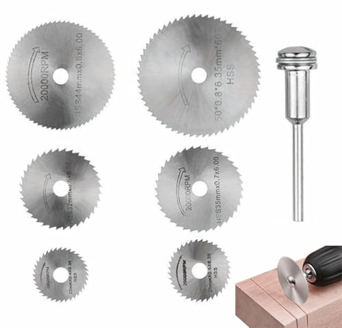 6 Stück Hochgeschwindigkeitsstahl HSS Sägescheibe Rad Schneidklingen Mini-Kreissägeblatt-Set Drehwerkzeuge mit (3,175 mm) 1/8 Zoll Verlängerungsstange für Holz Metall DIY Handwerk 6 Stück Hochgeschwindigkeitsstahl HSS Sägescheibe Rad Schneidklingen Mini-Kreissägeblatt-Set Drehwerkzeuge mit (3,175 mm) 1/8 Zoll Verlängerungsstange für Holz Metall DIY Handwerk von YWHWLX