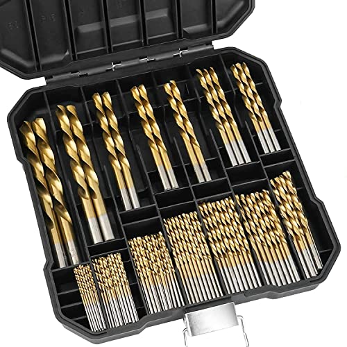 Titan-Bohrer-Set – 99 Stück/Set, Hochgeschwindigkeitsstahl von 1/16 Zoll bis 3/8 Zoll Spiralbohrer-Set zum Bohren von Holz/Metallblech/Kunststoff mit Kunststoffkoffer zur Aufbewahrung Titan-Bohrer-Set – 99 Stück/Set, Hochgeschwindigkeitsstahl von 1/16 Zoll bis 3/8 Zoll Spiralbohrer-Set zum Bohren von Holz/Metallblech/Kunststoff mit Kunststoffkoffer zur Aufbewahrung von YWHWXB
