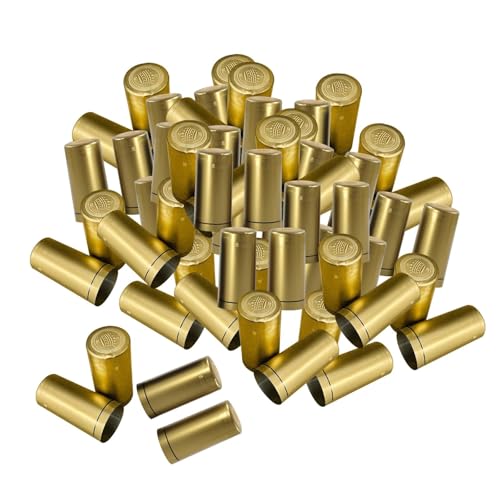 YWJLQH 100 Stück Schrumpfkapseln Hitzeschrumpfkappen Flaschenabdeckungen Und PVC Weinflaschensiegel Bieten Umfassenden Schutz Sowie Eine Stilvolle Ergänzung, Gold von YWJLQH