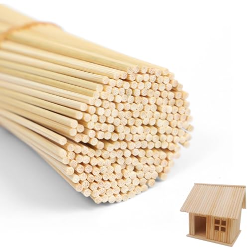 Holzstäbchen Rund, 300 Stück Holzstäbe Rund Natur, Zuckerwatte Stäbe, Rundholz Holzstab, Holzstäbchen zum Basteln, Bastelstäbe Rundhölzer für Handwerk und Heimwerker (300mm x 3mm) von YWKJDDM