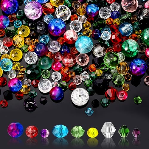 Kristall Glasperlen Kit, 1300 Stück Glasperlen Zum Auffädeln, 4/6/8 mm Perlen Zum Auffädeln, Bunte Facettierte Perlen, Glasperlen mit Loch für Basteln Schmuckherstellung, DIY Halsketten Kristall Glasperlen Kit, 1300 Stück Glasperlen Zum Auffädeln, 4/6/8 mm Perlen Zum Auffädeln, Bunte Facettierte Perlen, Glasperlen mit Loch für Basteln Schmuckherstellung, DIY Halsketten von YWKJDDM
