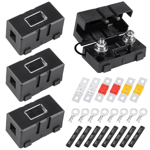 Midi Sicherungshalter, 4 Stück ANS Auto-Sicherungshalter mit 40A, 50A, 80A Mega Sicherung und 8 Stück Terminal Mega Sicherungshalter für Autos LKWs Fahrzeuge von YWKJDDM