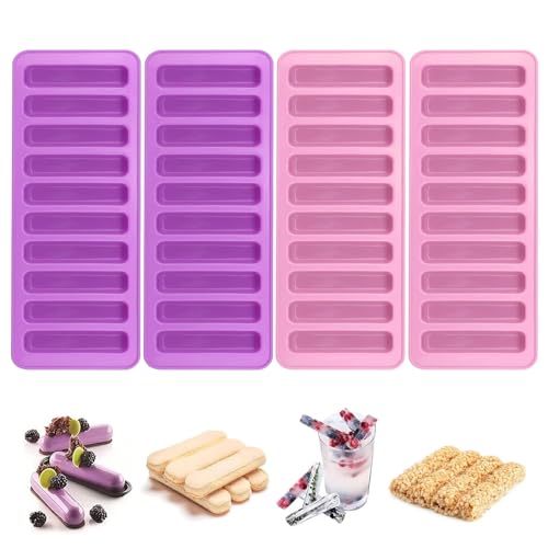 Müsliriegel Backform, 4 Silikon Silikonform Müsliriegel, Rechteckige Silikon Backform für Seife Harz Schokoriegel Eisw Brownie (4 * 10 Mulden) von YWKJDDM