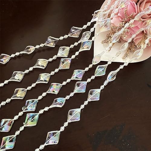 20M Clear Crystal Beads Chian Trim, Clear Diamond Beads Chain Garlands Acrylic Clear Beads Chain Trim for DIY Beads String Curtain Wedding Party Decoration von YWNYT