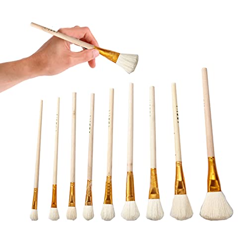 YWNYT 20 Stück Vergoldungspinsel-Set, Goldblatt-Farbpinsel, Ziegenhaar-Pinsel, 10 Größen, Metallic-Folienflocken, Pinsel für Goldfolie, Goldblattblätter, Kunsthandwerksbedarf von YWNYT