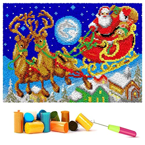 YWQJL Knüpfen Set Erwachsene, DIY Weihnachten Tapisserie Fußabtreter Teppich Knüpfteppich Zum Selber Knüpfen Knüpf-Sets Häkelnadel Set Kreuzstich für Kinder Und Erwachsene,80x115cm/31.5x45in von YWQJL