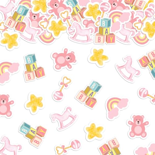 Bären-Konfetti, Babyparty-Party-Tischdekoration, Bär, Geburtstagsparty, Motto-Party, We Can Bearly Wait, Gender Reveal Supplies (Rosa), 100 Stück von YWWQSJH