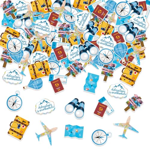Reise-Konfetti, 100 Stück, Reiseabenteuer, Party-Tischdekoration, "Let the Adventure Begin Bon Voyage", Flugzeugreisen um die Welt, Thema für Geburtstagsparty von YWWQSJH