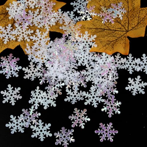Schneeflocken-Konfetti, 300 Stück, Schneeflocke, Winter, Schneemann, Schneeflocke, Weihnachten, Winter, Schneeflocke, Senta, Sterne, Elch, Partyzubehör, Tischdekoration (weiß 2) von YWWQSJH