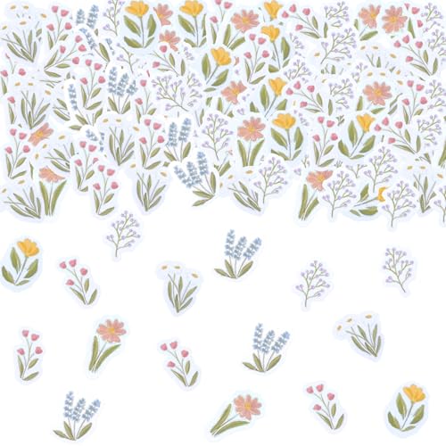 Wildblumen-Konfetti, doppelseitige Blumen-Tischdekorationen, Blütenblatt-Konfetti, Brautschmuck, Verlobung, Babyparty, Geburtstag, Party, Getränkeaufsatz, Jahrestag, Party-Dekorationen, Zubehör, 100 von YWWQSJH