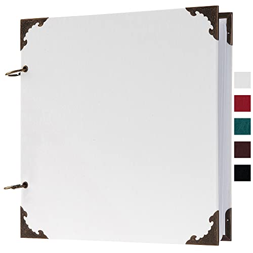 Potricher 20,3 x 20,3 cm weißes Leder Hardcover Scrapbook Album mit 80 Seiten, perfekt für die Aufnahme von Erinnerungen und Andenken von YX-1