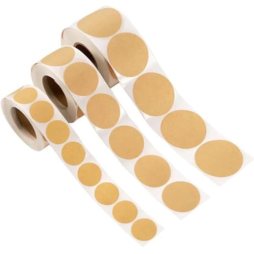 Etiketten Selbstklebend 100/500 Stück Kraftpapier-Aufkleber, runde, leere Etiketten for handgemachte Geschenkanhänger, Papier, DIY-Umschlag-Versiegelungsaufkleber, Schreibwaren(25mm 100pcs 1pack) von YXADGML