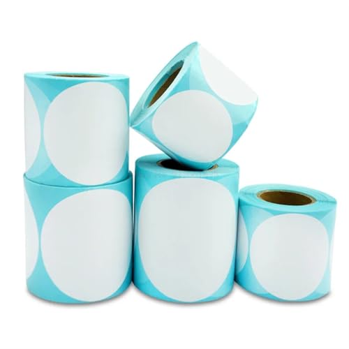 Etiketten Selbstklebend Runde Aufkleber Thermo-Etikettenaufkleber Papier Supermarktpreis Blanko-Barcode-Etikett Direktdruck Wasserfeste Aufkleber Druckzubehör(40mm 800pc) von YXADGML