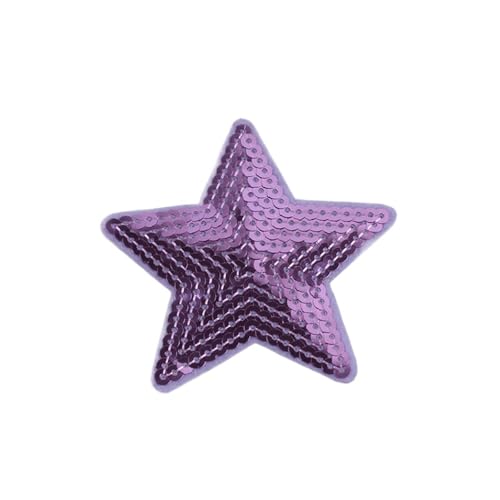 YXADGML Bestickte Aufnäher 10 Stück große Pailletten-Stern-Aufnäher, Stickerei, glitzernde Stoff-Applikationen, DIY, Patchwork, Basteln, Nähen, Jeans, Mäntel, Abzeichen, Anzüge(Light Purple) von YXADGML