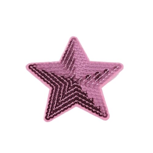 YXADGML Bestickte Aufnäher 10 Stück große Pailletten-Stern-Aufnäher, Stickerei, glitzernde Stoff-Applikationen, DIY, Patchwork, Basteln, Nähen, Jeans, Mäntel, Abzeichen, Anzüge(Pink) von YXADGML