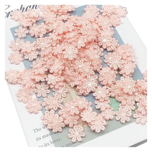 YXADGML Bestickte Aufnäher 100 Stück Mini handgefertigte Stoff-Blumen-Applikationen, Aufnäher for Hochzeitsdekoration, Basteln, Nähzubehör, 1,3 cm(Lotus pink) von YXADGML
