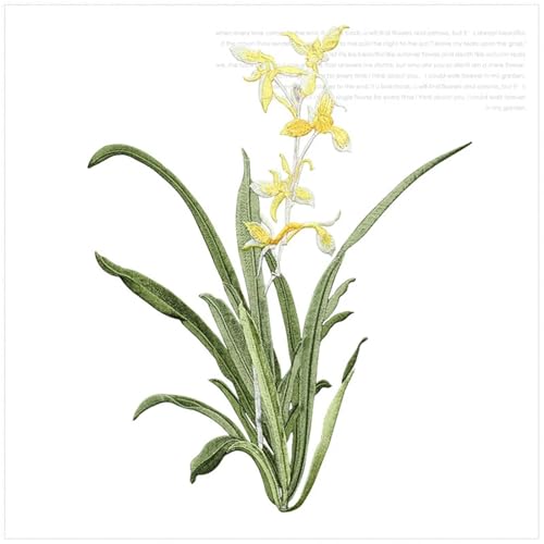 YXADGML Bestickte Aufnäher 19 x 24,5 cm Orchideenblüten-Aufnäher for Aufbügeln, floraler Aufnäher for Kleidung, Stoff, for Aufbügeln, DIY-Mantel, Jeans-Zubehör(Color F) von YXADGML