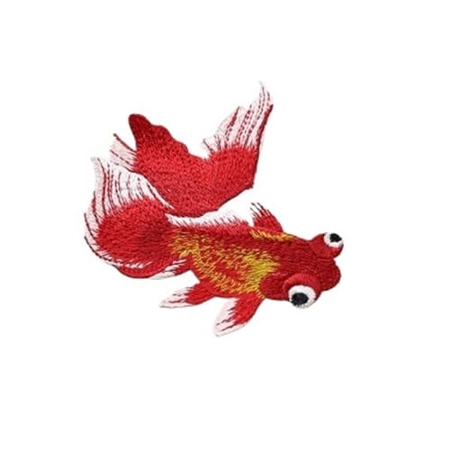 YXADGML Bestickte Aufnäher 2 Stück Fisch-Nähaufkleber for Kleidung, Applikationen, DIY-Zubehör, bestickte Aufnäher for Kleidung(Red Left Side) von YXADGML