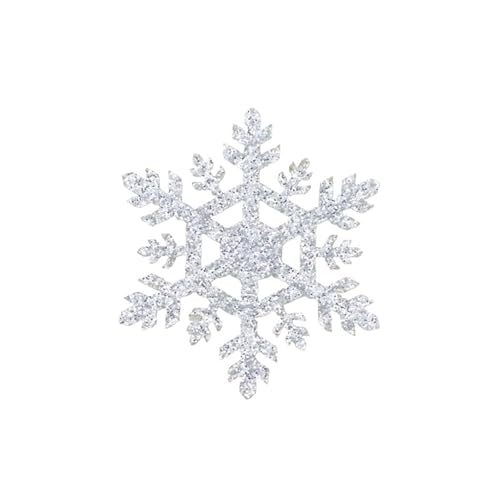 YXADGML Bestickte Aufnäher 20 Stück glitzernde Schneeflocken-gepolsterte Applikationen for DIY Weihnachtsbaum, Hut, Glas, Fenster, Wände, selbstklebendes Zubehör, Dekor-Patches(Silver) von YXADGML
