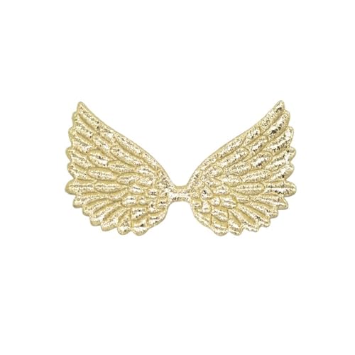 YXADGML Bestickte Aufnäher 20 Stücke Doppelseitige Gold Und Silber Tuch Engel Flügel Applikationen Patches for DIY Handwerk Bogen Haarnadel Dekor Zubehör(Gold) von YXADGML