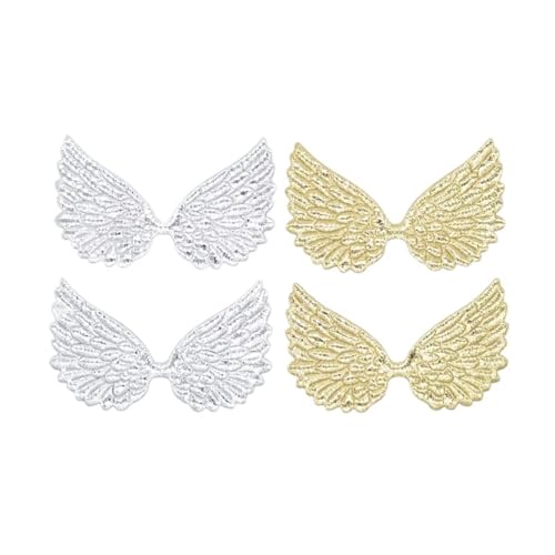 YXADGML Bestickte Aufnäher 20 Stücke Doppelseitige Gold Und Silber Tuch Engel Flügel Applikationen Patches for DIY Handwerk Bogen Haarnadel Dekor Zubehör(Mixed) von YXADGML