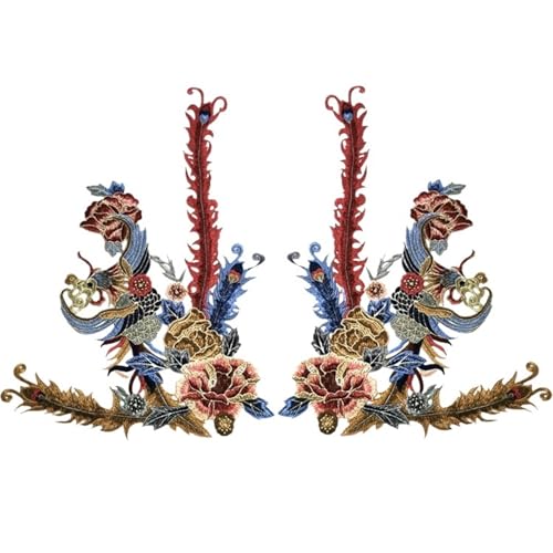 YXADGML Bestickte Aufnäher 2PCS große Phoenix Patches for Kleidung Applikation Nähen auf Stickerei Patch Aufkleber Pfau Stoff Abzeichen Kleidung Zubehör(Style 7) von YXADGML