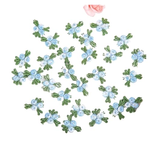 YXADGML Bestickte Aufnäher 50 Stück rot grün blau gestickte Florale Spitzenflicken Nähzubehör Reparatur 2 cm breit(Blue) von YXADGML