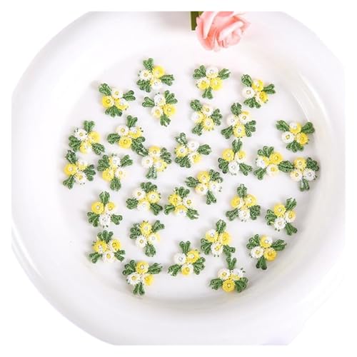 YXADGML Bestickte Aufnäher 50 Stück rot grün blau gestickte Florale Spitzenflicken Nähzubehör Reparatur 2 cm breit(Yellow) von YXADGML