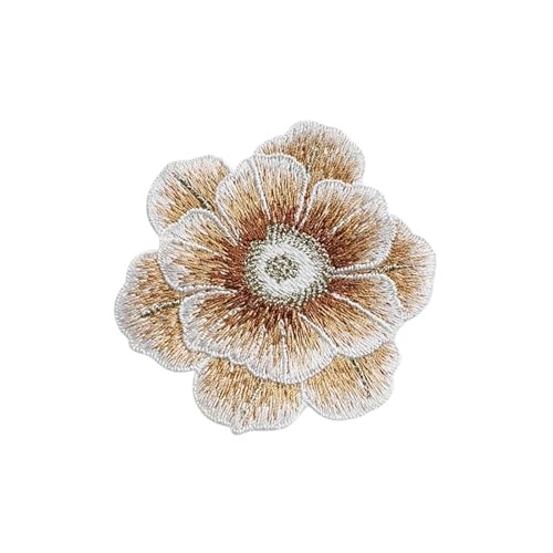 YXADGML Bestickte Aufnäher 6 Stück bestickte Reparatur-Blumen-Patches, 7,4 cm x 7 cm, for Tasche, Jacke, Jeans, weich, for Aufnähen, DIY-Kleidung, Aufkleber(Khaki) von YXADGML