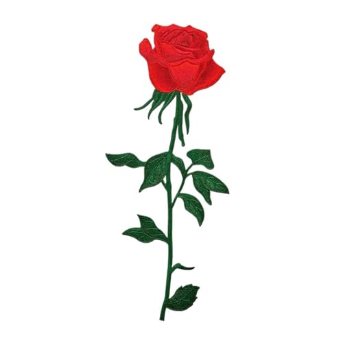 YXADGML Bestickte Aufnäher Große weiche Rosenblüten-Aufkleber for Aufnähen for Kleidung, Dekoration, Stickerei, Blumenaufnäher for Kostümkleidung, DIY(Large Red) von YXADGML