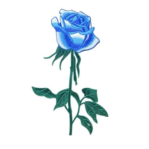 YXADGML Bestickte Aufnäher Große weiche Rosenblüten-Aufkleber for Aufnähen for Kleidung, Dekoration, Stickerei, Blumenaufnäher for Kostümkleidung, DIY(Small Blue) von YXADGML